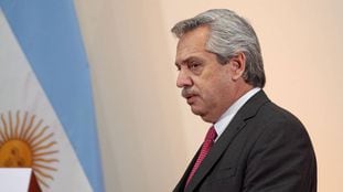O presidente eleito da Argentina, Alberto Fernández, depois da reunião com seu colega mexicano, Andrés Manuel López Obrador, na Cidade do México.