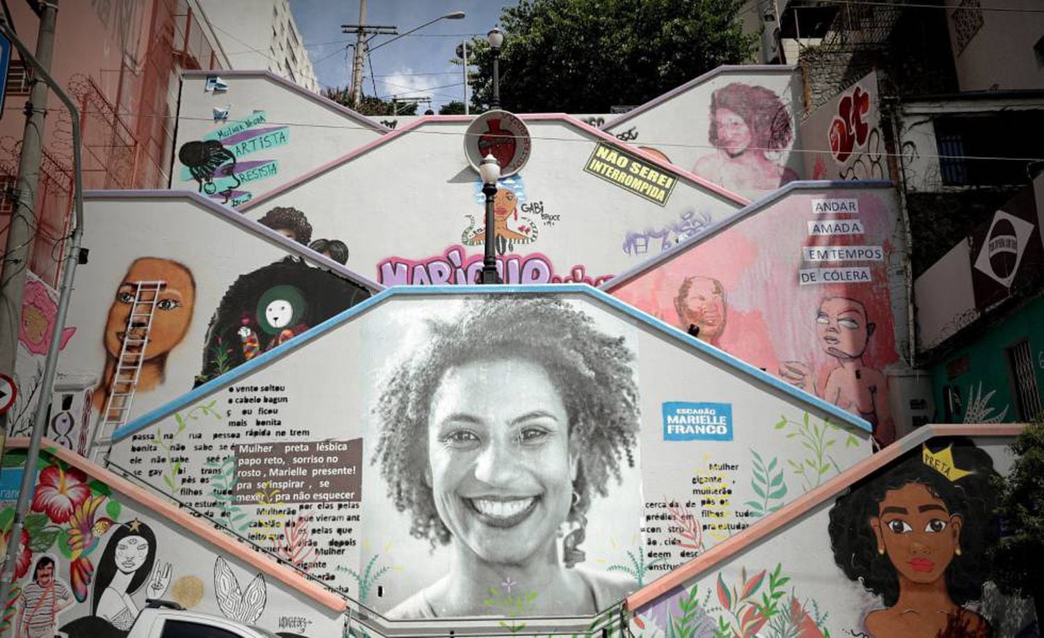 Mural em SÃ£o Paulo em homenagem a Marielle Franco