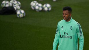 Rodrygo no treino do Real Madrid.