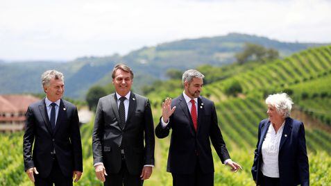 Macri, Bolsonaro, Benítez e Topolansky, representantes do Mercosul.
