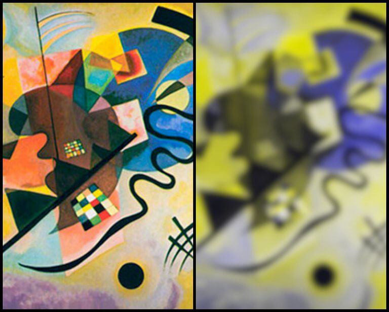 Fragmento de 'Amarelo, vermelho e azul', de Kandinsky.